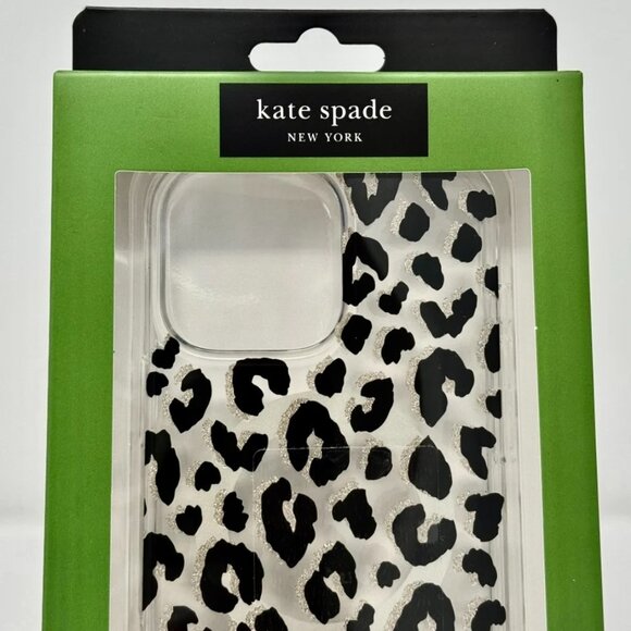 Kate Spade iPhone16 Pro Max Protective Case Glitter Leopard MagSafe NIB - Picture 3 of 5